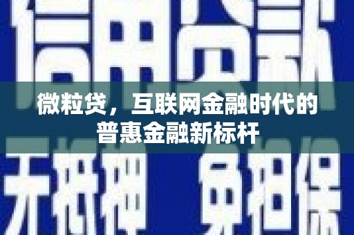 潼关微粒贷，互联网金融时代的普惠金融新标杆