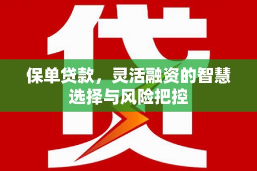 潼关保单贷款，灵活融资的智慧选择与风险把控