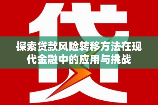 潼关探索贷款风险转移方法在现代金融中的应用与挑战