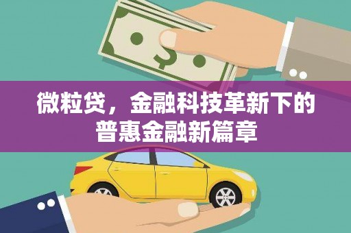 潼关微粒贷，金融科技革新下的普惠金融新篇章