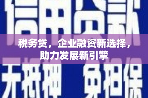 潼关税务贷，企业融资新选择，助力发展新引擎