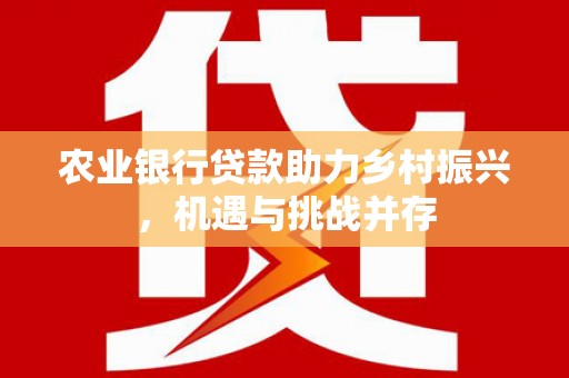 潼关农业银行贷款助力乡村振兴，机遇与挑战并存