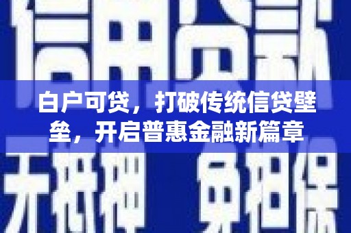 潼关白户可贷，打破传统信贷壁垒，开启普惠金融新篇章