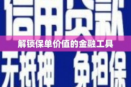 潼关解锁保单价值的金融工具